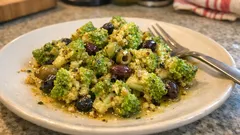 Skillet Romanesco with Garlic-Infused Olive Oil and Olives—A Fast, Savory Side