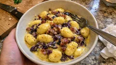 Creamy Saffron Gnocchi with Radicchio and Speck—A Cozy Dinner in Under 30 Minutes