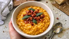 Creamy Pumpkin and Pancetta Risotto—How to Get That Glossy, Restaurant-Style Finish