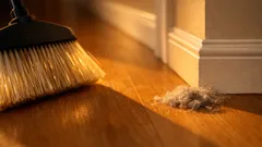 Wrap your broom in plastic wrap to pick up pet hair in one sweep