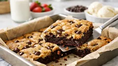 Easy brookies recipe: fudgy brownie cookie bars with a crackly top