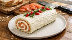 Savory Christmas Yule Log with Smoked Salmon—A No-Cook Appetizer That Slices Clean
